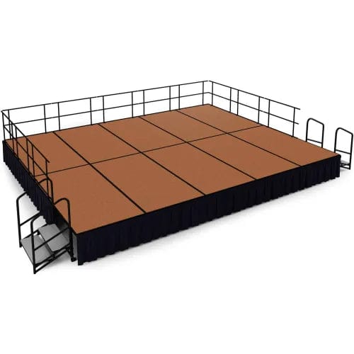 Centerline Dynamics Furniture & Decor 16' x 20' Stage Package, 16" Height, Blue Carpet, Black Shirred Pleat Skirting