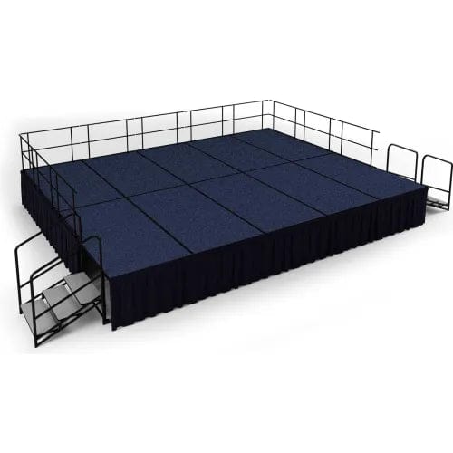 Centerline Dynamics Furniture & Decor 16' x20' Stage Package, 32" Height, Blue Carpet, Black Shirred Pleat Skirting