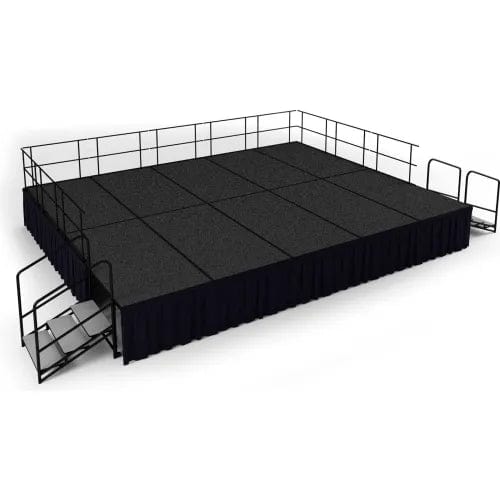 Centerline Dynamics Furniture & Decor 16' x20' Stage Package, 32" Height, Gray Carpet, Black Shirred Pleat Skirting