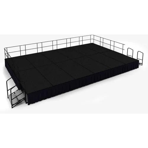 Centerline Dynamics Furniture & Decor 16'x24' Stage Package, 24" Height, Black Carpet, Black Shirred Pleat Skirting