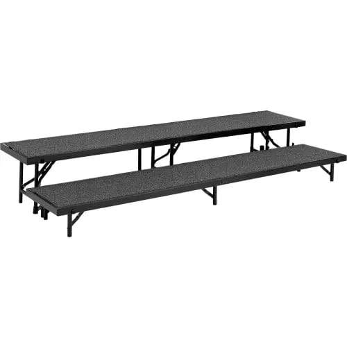 Centerline Dynamics Furniture & Decor 2 Level Straight Riser with Carpet - 96"L x 18"W - 8"H & 16"H - Black