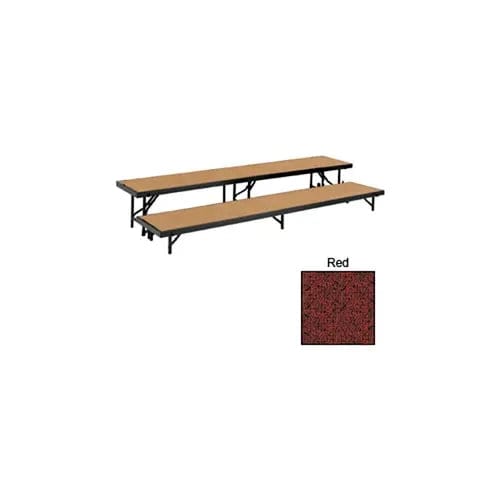 Centerline Dynamics Furniture & Decor 2 Level Straight Riser with Carpet - 96"L x 18"W - 8"H & 16"H - Red