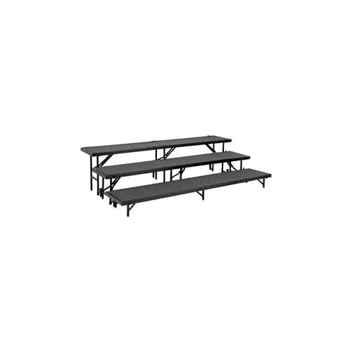 Centerline Dynamics Furniture & Decor 3 Level Straight Riser with Carpet - 96"L x 18"W - 8"H, 16"H & 24"H - Grey