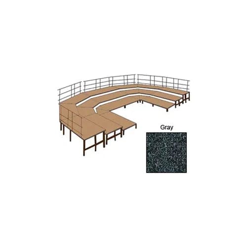 Centerline Dynamics Furniture & Decor 36"W Carpet Stage Configuration w/9 Stage Units, 12 Pie Units & Guard Rails-Grey