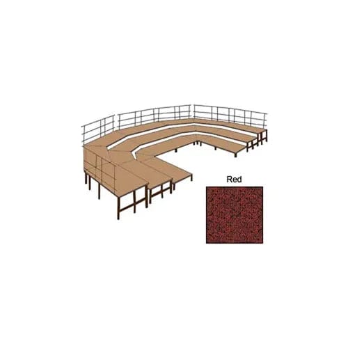 Centerline Dynamics Furniture & Decor 36"W Carpet Stage Configuration w/9 Stage Units, 12 Pie Units & Guard Rails-Red