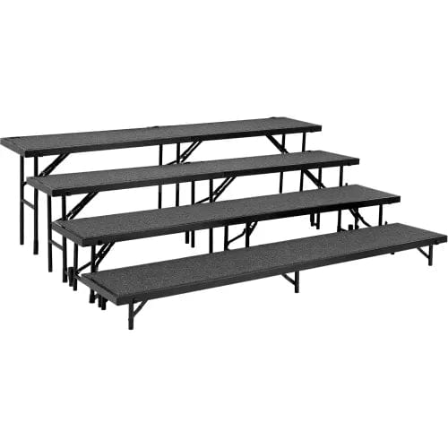 Centerline Dynamics Furniture & Decor 4 Level Straight Riser with Carpet - 96"L x 18"W - 8", 16", 24" & 32"H - Black