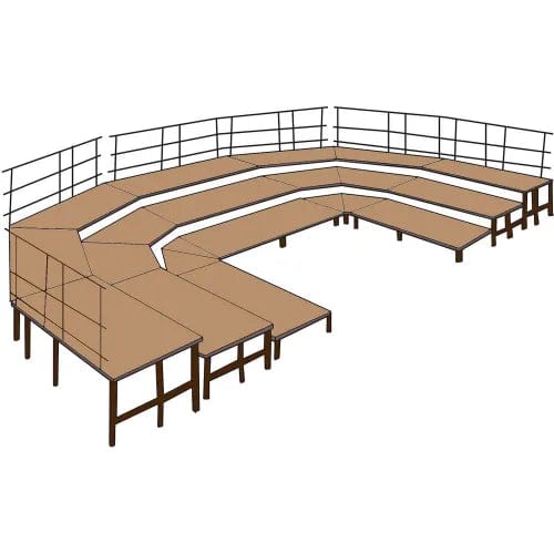 Centerline Dynamics Furniture & Decor 48"W Carpet Stage Configuration w/9 Stage Units, 12 Pie Units &Guard Rails-Black