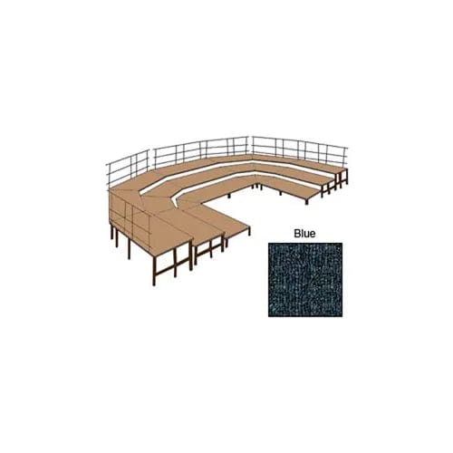 Centerline Dynamics Furniture & Decor 48"W Carpet Stage Configuration w/9 Stage Units, 12 Pie Units & Guard Rails-Blue