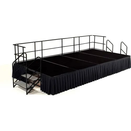 Centerline Dynamics Furniture & Decor 8' x 12' Stage Package, 24" Height, Black Carpet, Box Pleat Black Skirting