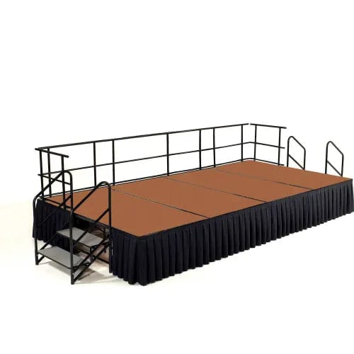 Centerline Dynamics Furniture & Decor 8' x 16' Stage Package, 24" Height, Hardboard Floor, Box Pleat Black Skirting