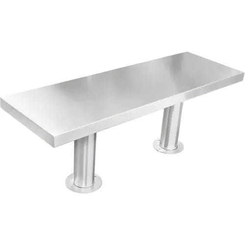 Centerline Dynamics Furniture & Decor Gowning Bench w/ 2 Legs & w/o Backrest, Floor Mounted, 48"W x 16"D x 18"H, Stainless Steel