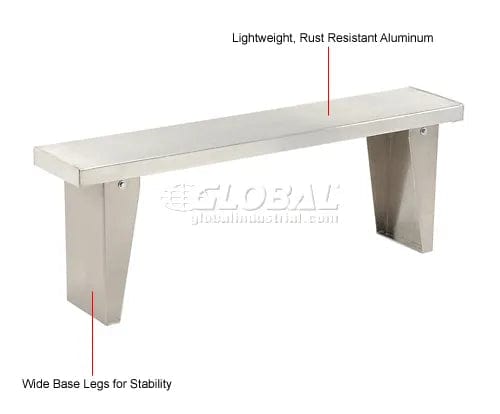 Centerline Dynamics Furniture & Decor Locker Room Bench, Aluminum Top & Pedestals, 48"W x 9-1/2"D x 18"H