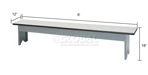 Centerline Dynamics Furniture & Decor Locker Room Bench, Laminate Top with Steel Base, 72 x 12 x 18