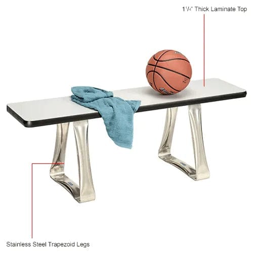 Centerline Dynamics Furniture & Decor Locker Room Bench, Laminate w/ Steel Trapezoid Legs, 48"W x 12"D x 17"H