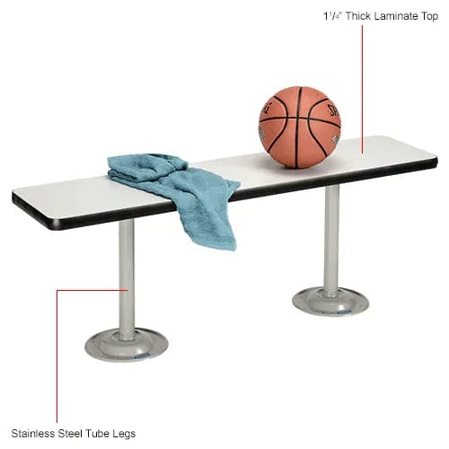 Centerline Dynamics Furniture & Decor Locker Room Bench, Laminate w/ Steel Tube Pedestal Legs, 48"W x 12"D x 17"H