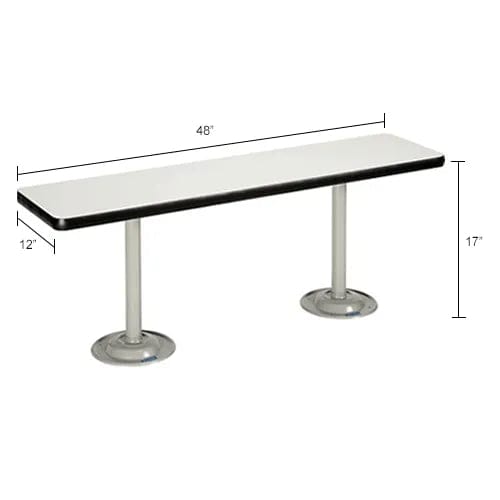 Centerline Dynamics Furniture & Decor Locker Room Bench, Laminate w/ Steel Tube Pedestal Legs, 48"W x 12"D x 17"H