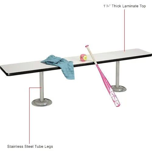 Centerline Dynamics Furniture & Decor Locker Room Bench, Laminate w/ Steel Tube Pedestal Legs, 60"W x 12"D x 17"H