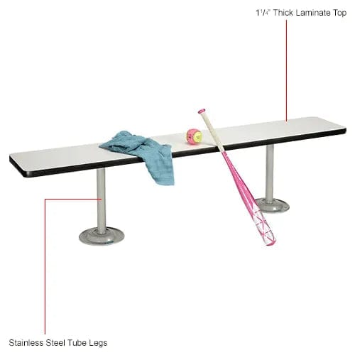 Centerline Dynamics Furniture & Decor Locker Room Bench, Laminate w/ Steel Tube Pedestal Legs, 72"W x 12"D x 17"H