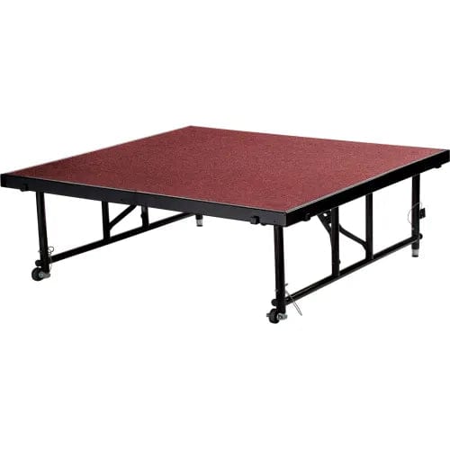 Centerline Dynamics Furniture & Decor Transfix 4'L x 4'W Portable Stage w/ Adjustable 24-32"H & Red Carpet