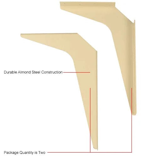 Centerline Dynamics Furniture & Decor Wall Mount Brackets For 20" Deep ADA Locker Bench Top, Almond, Pair
