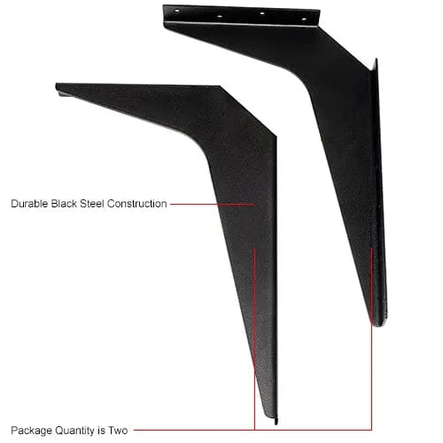 Centerline Dynamics Furniture & Decor Wall Mount Brackets For 20" Deep ADA Locker Bench Top, Black, Pair