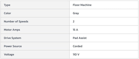 Centerline Dynamics Global Industrial™ Dual Speed Floor Machine, 20" Cleaning Path