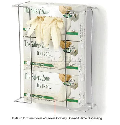 Centerline Dynamics Glove Dispensers Global Industrial™ Triple Glove Box Holder, Wire Steel, 11-15/16"W x 3-13/16"D x 14-3/16"H