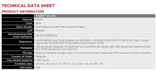 Centerline Dynamics Gloves Ansell MICROFLEX® XCEED®  Nitrile Gloves, Powder-Free, Beaded, Size L, 100/Pack
