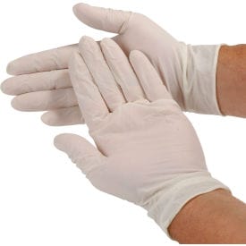 Centerline Dynamics Gloves Safety Zone Disposable Latex Gloves, Large, White, 100/Box, Powdered