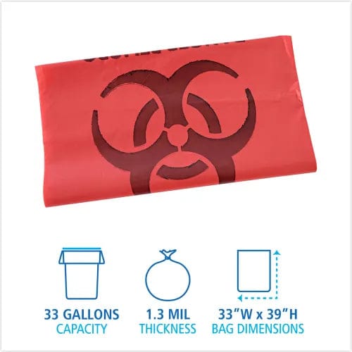 Centerline Dynamics Hazardous Waste Bags Linear Low Density Health Care Trash Can Liners, 33 gal, 1.3 mil, 33 x 39, 150/Case