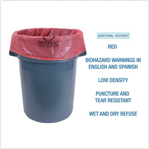 Centerline Dynamics Hazardous Waste Bags Linear Low Density Health Care Trash Can Liners, 45 gal, 1.3 mil, 40 x 46, 100/Case