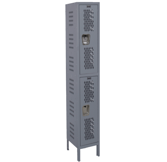 Centerline Dynamics Heavy-Duty Ventilated Locker Dark Gray / Assembled Hallowell Heavy-Duty Ventilated (HDV) Locker, 12"W x 12"D x 78"H, Double Tier, 1-Wide