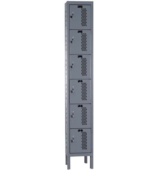 Centerline Dynamics Heavy-Duty Ventilated Locker Dark Gray / Assembled Hallowell Heavy-Duty Ventilated (HDV) Locker, 12"W x 12"D x 78"H, Six Tier, 1-Wide