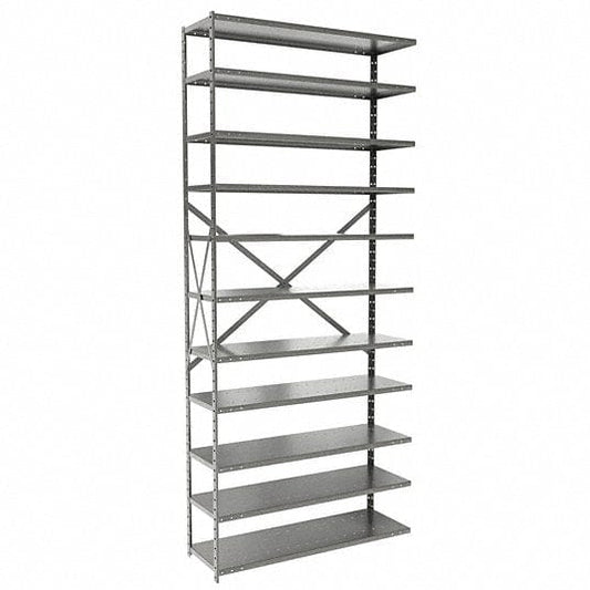 Centerline Dynamics Hi Tech™ Medsafe Antimicrobial Shelving Adder MedSafe Antimicrobial Hi-Tech Shelving 36"W x 12"D x 87"H 711 Light Gray 11 Adjustable Shelves Unit Open Style with Sway Braces