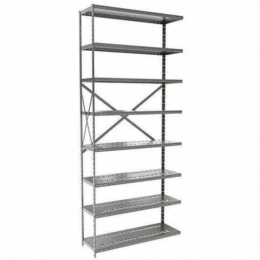 Centerline Dynamics Hi Tech™ Medsafe Antimicrobial Shelving Open Adder MedSafe Antimicrobial Hi-Tech Shelving 36"W x 12"D x 87"H 711 Light Gray 8 Adjustable Shelves Open Style with Sway Braces