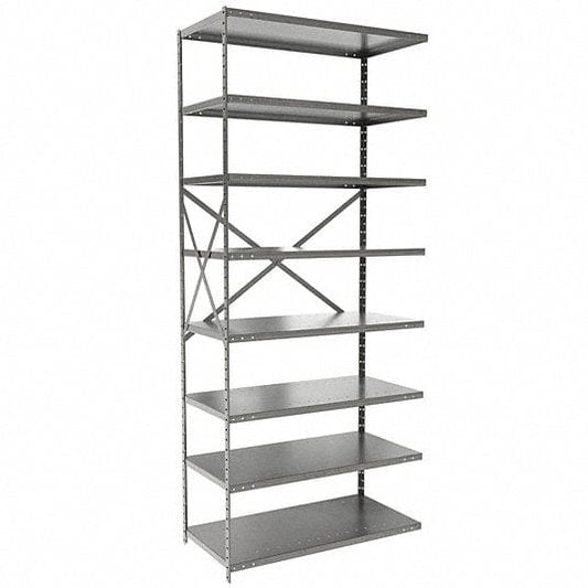 Centerline Dynamics Hi Tech™ Medsafe Antimicrobial Shelving Open Adder MedSafe Antimicrobial Hi-Tech Shelving 36"W x 18"D x 87"H 711 Light Gray 8 Adjustable Shelves Open Style with Sway Braces