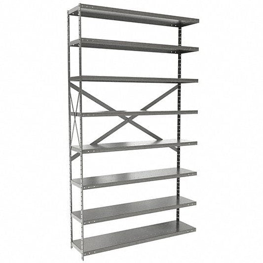 Centerline Dynamics Hi Tech™ Medsafe Antimicrobial Shelving Open Adder MedSafe Antimicrobial Hi-Tech Shelving 48"W x 12"D x 87"H 711 Light Gray 8 Adjustable Shelves Open Style with Sway Braces