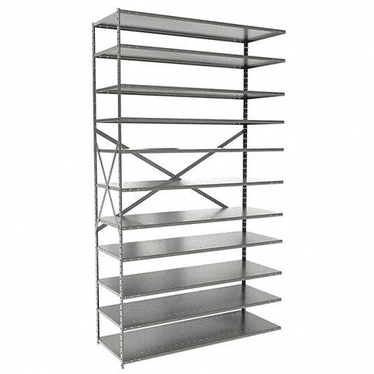 Centerline Dynamics Hi Tech™ Medsafe Antimicrobial Shelving Open Adder MedSafe Antimicrobial Hi-Tech Shelving 48"W x 18"D x 87"H 711 Light Gray 11 Adjustable Shelves Open Style with Sway Braces