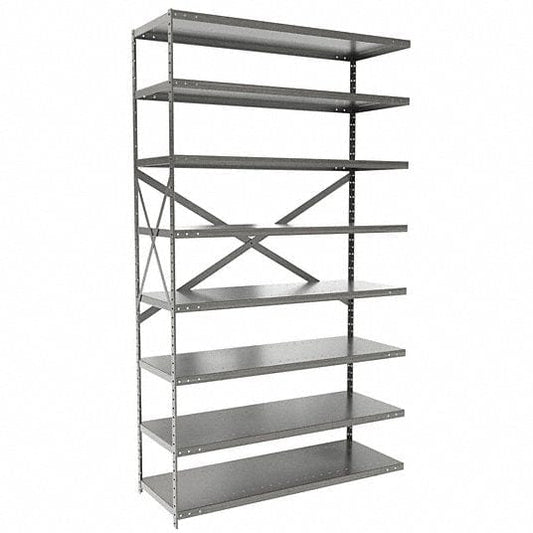Centerline Dynamics Hi Tech™ Medsafe Antimicrobial Shelving Open Adder MedSafe Antimicrobial Hi-Tech Shelving 48"W x 18"D x 87"H 711 Light Gray 8 Adjustable Shelves Open Style with Sway Braces