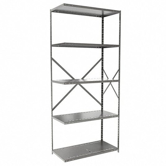 Centerline Dynamics Hi-Tech Metal Shelving Adder Hallowell Hi-Tech Metal Shelving 36"W x 18"D x 87"H 725 Dark Gray 5 Adjustable Shelves Unit Open Style with Sway Braces