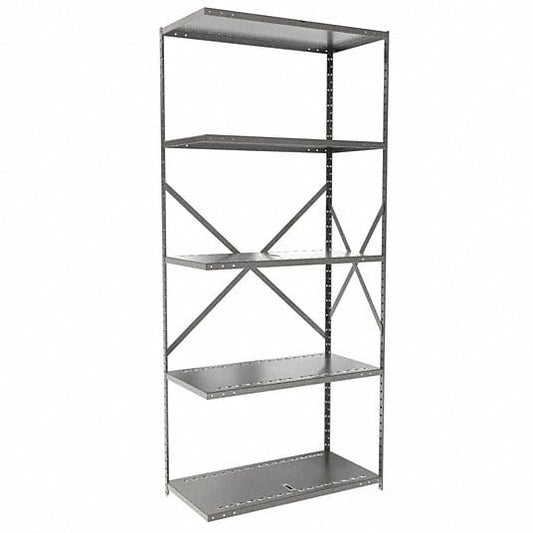 Centerline Dynamics Hi-Tech Metal Shelving Adder Hallowell Hi-Tech Metal Shelving 36"W x 18"D x 87"H 725 Dark Gray 5 Adjustable Shelves Unit Open Style with Sway Braces