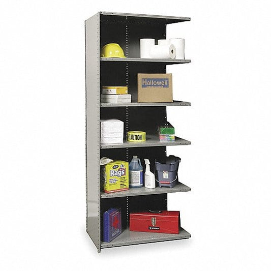 Centerline Dynamics Hi-Tech Metal Shelving Adder Hallowell Hi-Tech Metal Shelving 36"W x 18"D x 87"H 725 Dark Gray 6 Adjustable Shelves