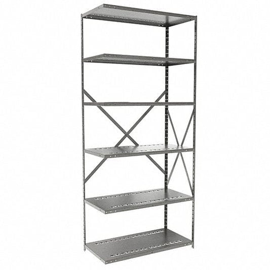 Centerline Dynamics Hi-Tech Metal Shelving Adder Hallowell Hi-Tech Metal Shelving 36"W x 18"D x 87"H 725 Dark Gray 6 Adjustable Shelves Unit Open Style with Sway Braces