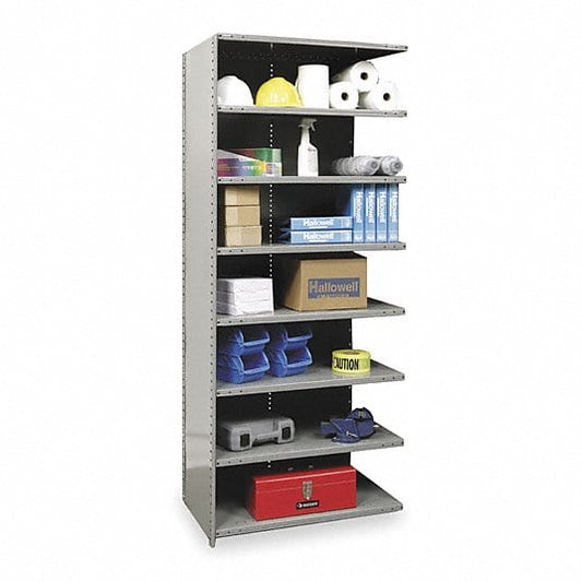 Centerline Dynamics Hi-Tech Metal Shelving Adder Hallowell Hi-Tech Metal Shelving 36"W x 18"D x 87"H 725 Dark Gray 8 Adjustable Shelves