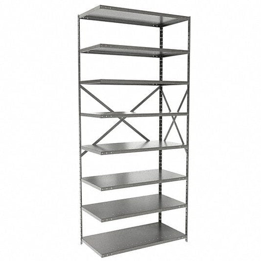 Centerline Dynamics Hi-Tech Metal Shelving Adder Hallowell Hi-Tech Metal Shelving 36"W x 18"D x 87"H 725 Dark Gray 8 Adjustable Shelves Unit Open Style with Sway Braces