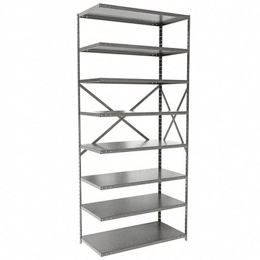 Centerline Dynamics Hi-Tech Metal Shelving Adder Hallowell Hi-Tech Metal Shelving 36"W x 18"D x 87"H 725 Dark Gray 8 Adjustable Shelves Unit Open Style with Sway Braces