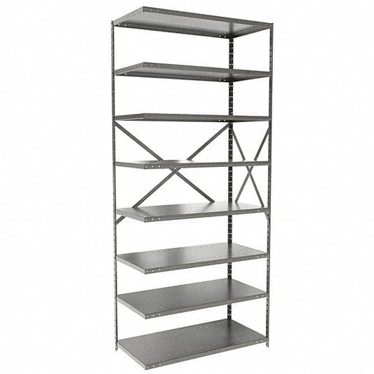 Centerline Dynamics Hi-Tech Metal Shelving Adder Hallowell Hi-Tech Metal Shelving 36"W x 18"D x 87"H 725 Dark Gray 8 Adjustable Shelves Unit Open Style with Sway Braces