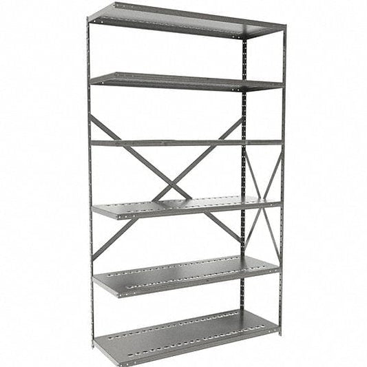 Centerline Dynamics Hi-Tech Metal Shelving Hallowell Hi-Tech Metal Shelving 36"W x 18"D x 87"H 725 Dark Gray 6 Adjustable Shelves Unit Open Style with Sway Braces