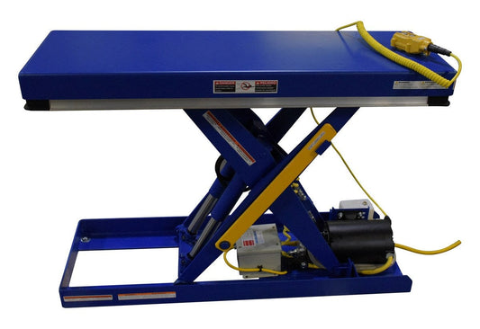 Centerline Dynamics LIft & Tilt Tables Vestil Steel Electric Hydraulic Narrow Scissor Lift Table 16 In. x 48 In. 2000 Lb. Capacity