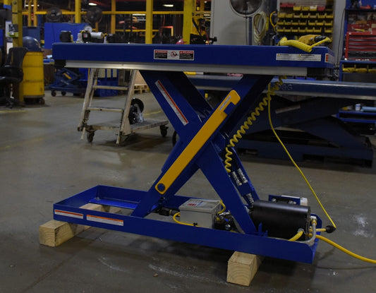 Centerline Dynamics LIft & Tilt Tables Vestil Steel Electric Hydraulic Narrow Scissor Lift Table 16 In. x 48 In. 2000 Lb. Capacity